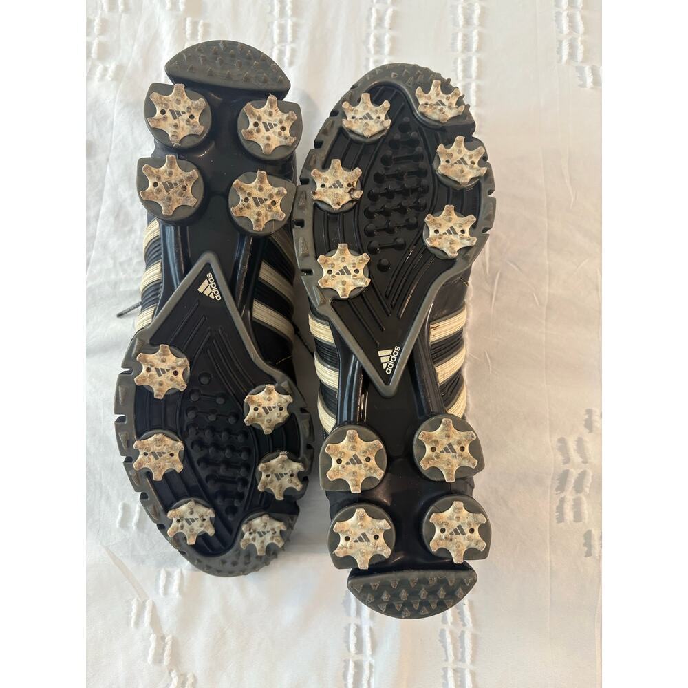Adidas Tour360 Black Leather Spiked Golf Shoes Stability Comfort Traction 8.5 - Picture 6 of 9